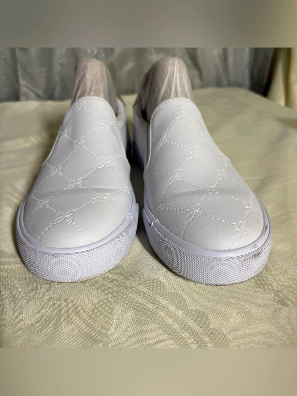 Nine West White Quilted Slip-On Sneakers - Women's Casual Shoes